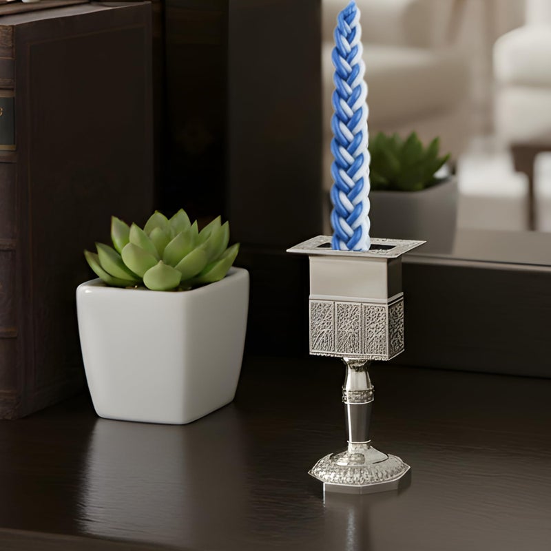 MASORET Nickel Havdalah Candle Holder 5.6 Inches Octagon Havdalah Candle Holder, Elegant Jewish Hanukkah Candleholder Stand - Image 2